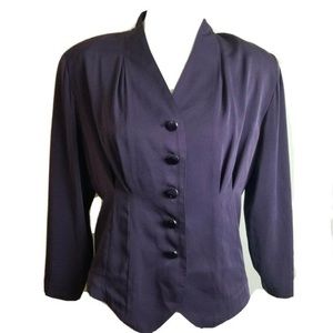 Vintage 90s Selafine Fitted Blouse Medium Purple Silky Retro Nipped Waist